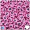 BeadTin Light Pink Opaque 12mm Heart Plastic Alpha Beads - Black Letter Mix (120pcs)